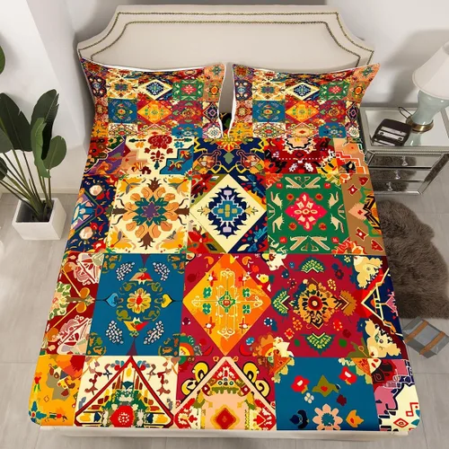 Miniatura 39 de Sábanas de cama góticas de damasco para adultos, sábana bajera ajustable victoriana antigua, sábanas góticas florales vintage, juego de ropa de cama
