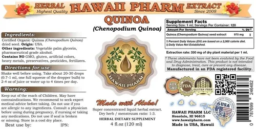 Miniatura 2 de Extracto líquido de quinua, tintura de semilla de quinua (quinoa chenopodia), suplemento herbario, Hawaii Pharm, fabricado en EE. UU., 2 x 2 onzas