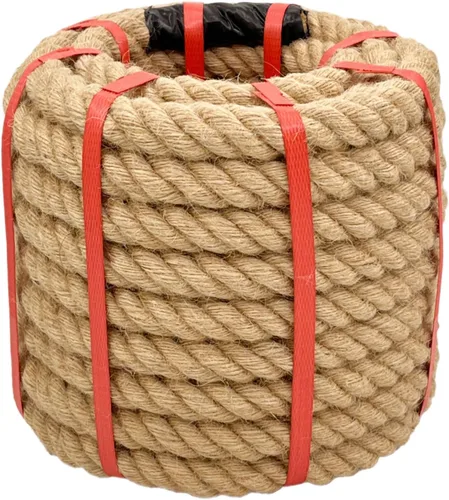 Cuerda de cáñamo de 1 pulgada x 50 pies, cuerda trenzada de 4 hebras resistente para manualidades, decoración náutica, tira y afloja, paisajismo,
