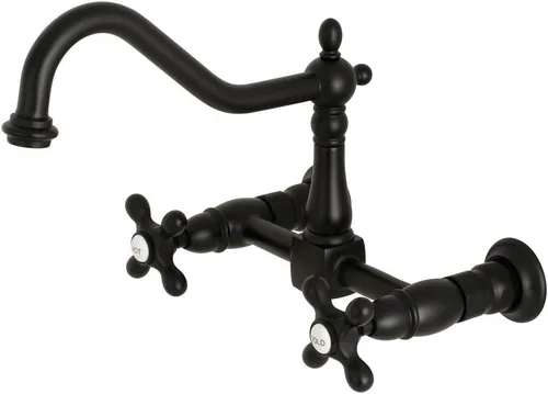 Miniatura 8 de Kingston Brass KS1245AX Heritage - Grifo de cocina con puente de montaje en pared, bronce aceitado Oil Rubbed Bronze