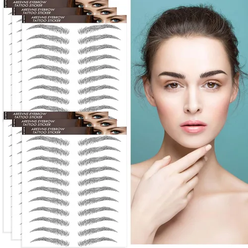 Miniatura 11 de Aresvns Cejas falsas realistas, 99 pares, 12 formas, transferencia de cejas impermeables 4D para mujeres y adolescentes, perfectas para regalos