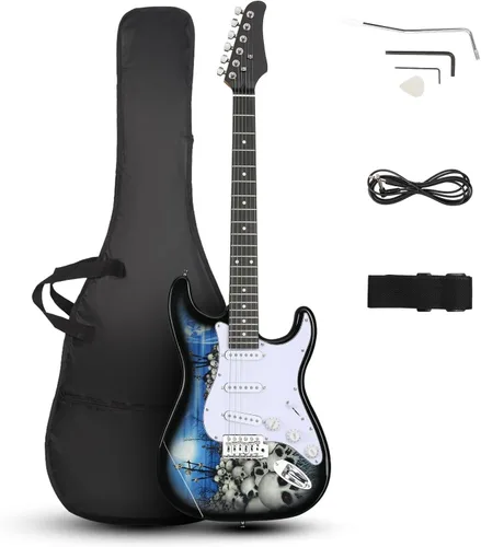 Miniatura 8 de Ktaxon - Guitarra eléctrica de 39 pulgadas, kit de guitarra de cuerpo sólido de tamaño completo para principiantes con bolsa para viaje, correa