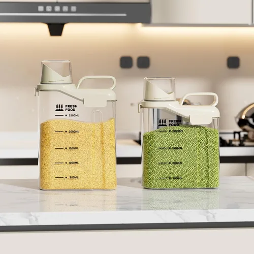 Miniatura 7 de Contenedor de almacenamiento de arroz de 5.5 libras, organizadores herméticos de almacenamiento de alimentos sin BPA, material adecuado para arroz