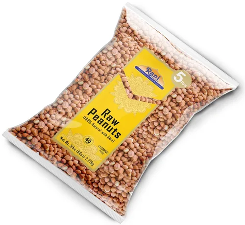 Miniatura 10 de Cacahuetes Rani, enteros crudos con piel (sin cocer, sin sal) 80 onzas (5 libras) 5.0 lbs a granel ~ Todo natural Vegano Kosher Apto