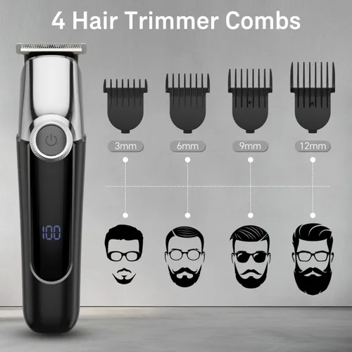 Miniatura 6 de Cortadora de barba para hombres, maquinilla de afeitar eléctrica 5 en 1 para hombres, cortadora de pelo inalámbrica, kit de aseo impermeable
