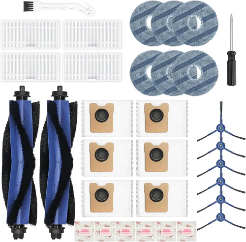 Miniatura 16 de Kit de repuesto para aspiradora robot Mova E40 Ultra, 2 cepillos principales, 4 filtros, 6 almohadillas de fregona y bolsas de polvo, tabletas