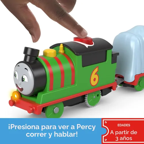 Miniatura 2 de Thomas & Friends Tren de Juguete Motorizado Talking Percy Locomotora Alimentada por Batería con Sonidos y Frases para Juego Simbólico para Niños