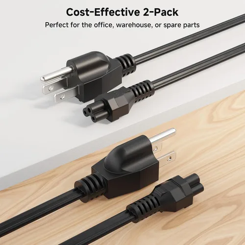 Miniatura 6 de Cable Matters Paquete de 2 cables de alimentación de 3 clavijas, 3 pies, 13A / 16 AWG, cable de alimentación de repuesto para laptop compatible