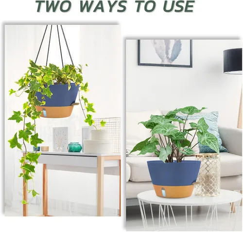 Miniatura 5 de ZMTECH Macetas colgantes de 12 pulgadas para interior, maceta colgante grande con nivel de agua visible y cadena, maceta colgante de flores