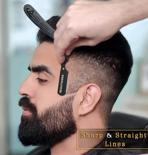 Miniatura 6 de Beauticone Navajas rectas para hombres, navaja de borde recto, 100 cuchillas de un solo filo, acero inoxidable, navaja de barbero para el afeitado