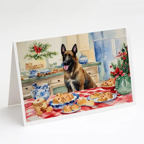 Miniatura 80 de Caroline's Treasures DAC3884GCA7P Paquete de 8 tarjetas en blanco de Navidad con galletas de husky siberiano Tarjetas de felicitación con sobres