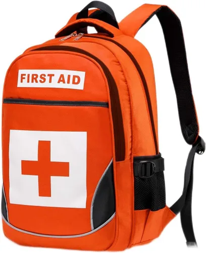 Miniatura 9 de Bolsa de primeros auxilios vacía roja bolsa médica de emergencia para primeros auxilios, mochilas de trauma con múltiples bolsillos para viajes, rojo