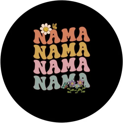 Miniatura 3 de Nama pregnancy announcement surprise Grandma groovy wavy PopSockets Swappable PopGrip