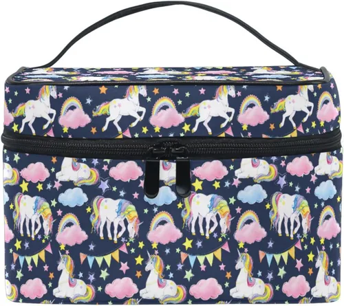 Miniatura 8 de Bolsa de Maquillaje, Estuche de Maquillaje Organizador de Viaje con Diseño de Calavera y Flores, Estuche de Cosméticos, Bolsas de Aseo para Niñas