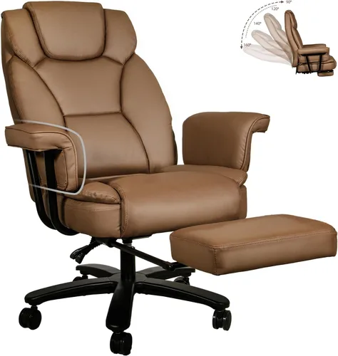 Miniatura 11 de Silla de oficina reclinable con reposapiés, sillas de escritorio de oficina en casa grandes y altas, 400 libras con respaldo alto, asiento ancho