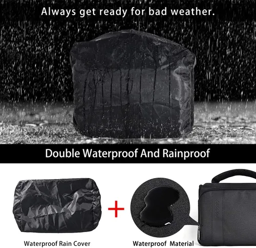 Miniatura 6 de FOSOTO Funda impermeable (con cubierta de lluvia) para cámara de hombro compatible con Nikon D5600 D750 D3300 Canon Rebel SL2 T7i EOS 80D 60D Sony