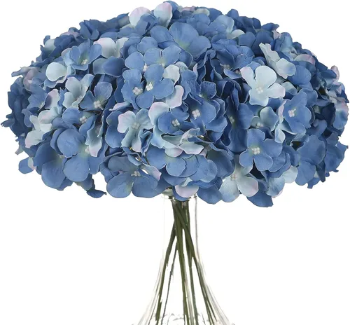 Miniatura 26 de Cabezas de hortensias de seda con tallos de flores artificiales para decoración del hogar, boda, paquete de 10 unidades (rosa melocotón)
