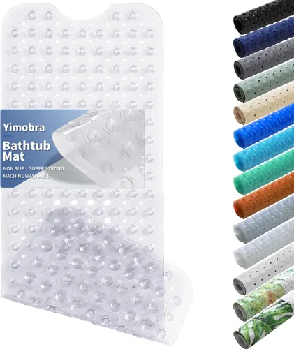 Miniatura 25 de Yimobra - Tapete original para bañera antideslizante extralargo con ventosas grandes y agujeros de drenaje, lavable a máquina