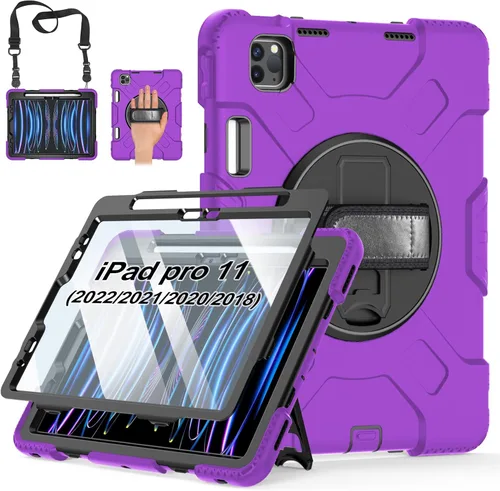 Miniatura 15 de Funda para iPad Pro de 11 pulgadas (2022/2021/2020/2018): Funda de silicona para iPad 11 (4ª/3ª/2ª/1ª) generación con protector de pantalla, Negro