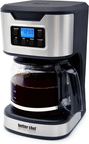 Miniatura 4 de Better Chef Cafetera programable de 12 tazas Ajuste de 1-4 tazas Pausa automática para servir 2 horas de mantenimiento del calor Filtro