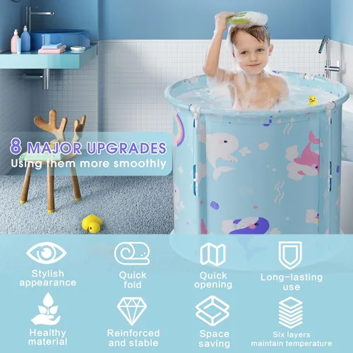 Miniatura 2 de Bañera portátil, bañera plegable para niños y niñas, bañera de terapia para cabina de ducha, baño, bañera plegable japonesa para remojar caliente
