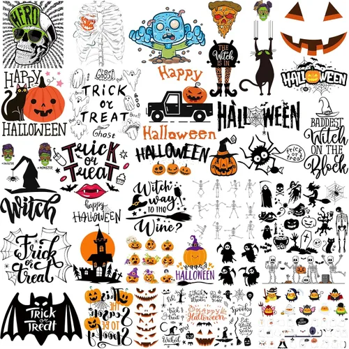 21 hojas de transferencia para planchar de Halloween para camisetas de Halloween, transferencia Dtf, parches listos para planchar, calcomanías de