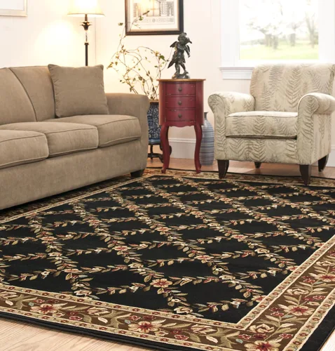 Miniatura 18 de SAFAVIEH Lyndhurst Collection - Alfombra de pasillo, 2 pies 3 pulgadas x 8 pies, color negro y marrón, diseño tradicional de enrejado floral,