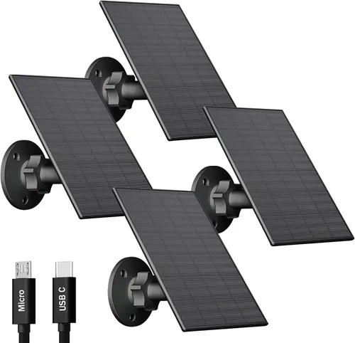 Miniatura 8 de FUTUREZEN Panel solar de 2 W para cámaras de seguridad, cargador solar de 5 V para cámaras de batería recargable con puertos micro USB y USB-C
