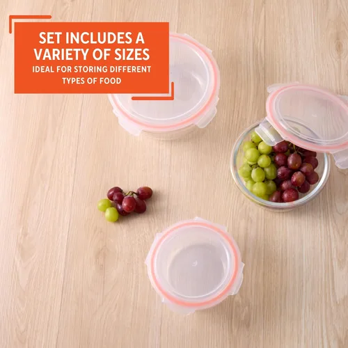 Miniatura 4 de IMUSA Recipientes de vidrio para almacenamiento de alimentos con tapas, juego de 6 piezas, recipientes de borosilicato para preparación de comidas