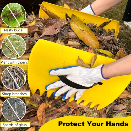 Miniatura 5 de 2 juegos de recogedores de hojas y rastrillo de mano, recogedores de hojas y garras con 2 pares de guantes, recogedor de hojas de plástico ligero