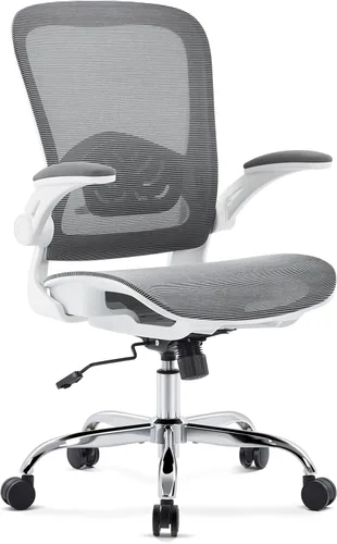 Silla de Oficina con Asiento de Malla, Silla de Escritorio Ergonómica de Malla con Soporte Lumbar Ajustable, Silla de Computadora con Reposabrazos