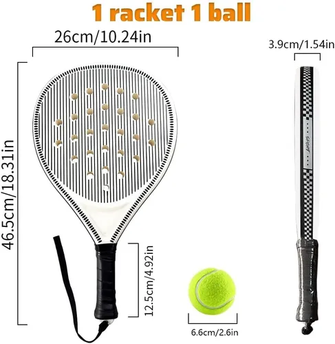 Miniatura 2 de Padel Racket Set of 2 - ABS Surface & EVA Foam Core, Beach Paddle Tennis Racquets for Adults, Including 2 Balls & Carry Bag - Outdoor, Sand, Negro