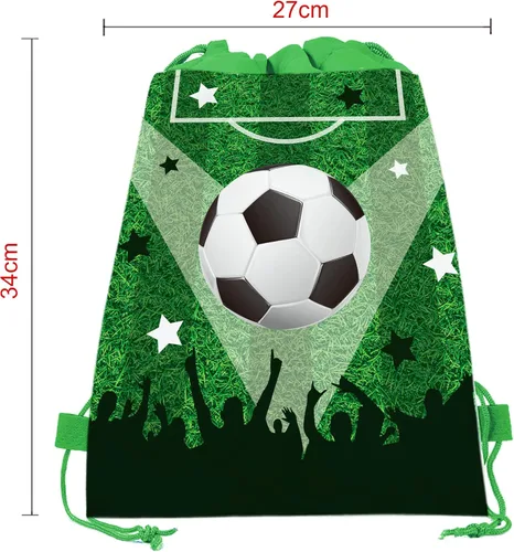 Miniatura 4 de CC HOME Paquete de 12 bolsas con cordón de fútbol, bolsas de recuerdo de fiesta de fútbol para niños, decoraciones de bebé con temática de fútbol