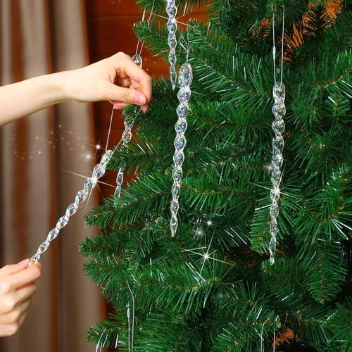 Miniatura 4 de 30 piezas de carámbanos de plástico trenzados para árbol de Navidad; adornos colgantes para árbol de Navidad, fiesta de Navidad, boda, fiesta