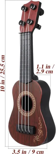 Miniatura 2 de Toddmomy Ukelele de juguete para niños de 4 cuerdas, mini instrumento de guitarra musical para niños pequeños, principiantes, aprendizaje y Marrón
