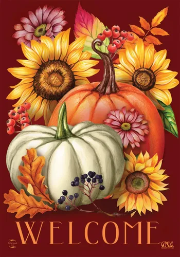 Briarwood Lane Bandera floral de otoño para casa