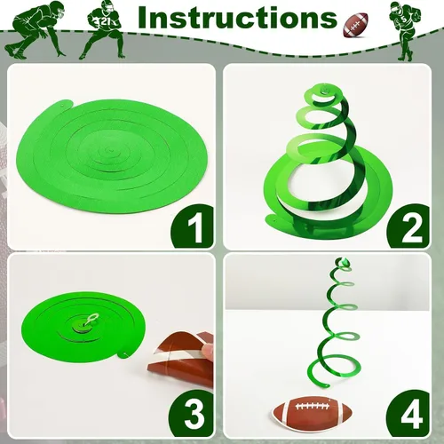 Miniatura 4 de 48 piezas de decoración de fiesta de fútbol, remolinos colgantes, suministros de fiesta temática de fútbol, recortes deportivos de fútbol