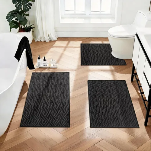 Miniatura 15 de YIHOUSE Beige Bathroom Rugs 17"x24", Quick Dry Non Slip Bath Rug, Absorbent Machine Washable Thin Bath Mat for Restroom Floor Tub Laundry Room Home