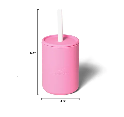 Miniatura 9 de Avanchy 6 onzas Mini pequeño vaso de silicona rosa – taza para bebé, juego de platos para bebés, juego de platos para bebés, platos para primeros