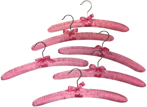 Miniatura 2 de 6 perchas acolchadas de satén liso rosa de 15 pulgadas de largo para vestido, lencería nupcial