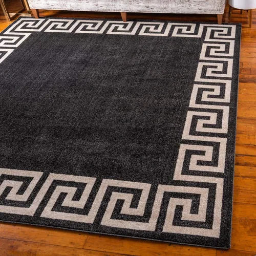 Miniatura 33 de Unique Loom Athens Collection - Alfombra clásica geométrica con diseño de borde moderno, 2 x 3 pies, color carbón/beige