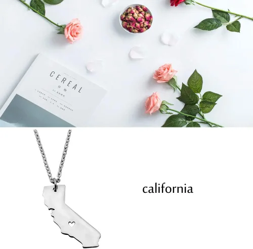 Miniatura 6 de Collar con colgante de mapa del país con forma de corazón