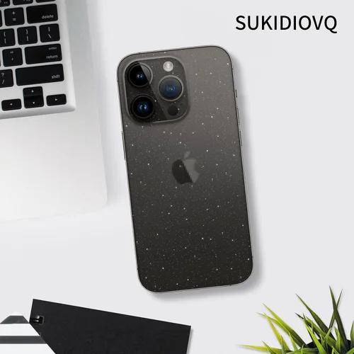 Miniatura 6 de Paquete de 2 calcomanías para iPhone 15, película protectora de vidrio transparente de fibra de carbono brillante, delgada, ultraligera, protector
