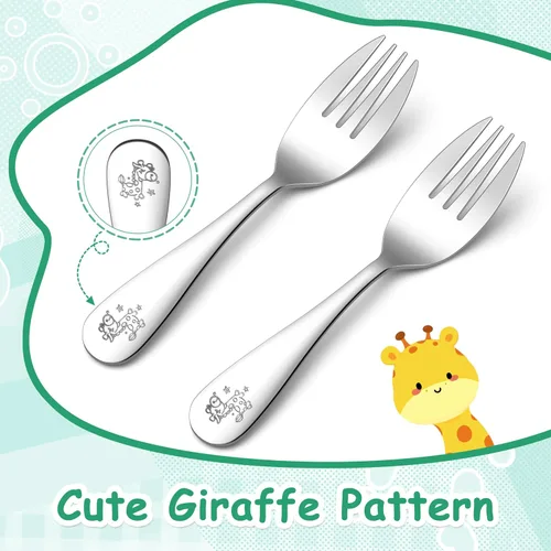 Miniatura 4 de E-far Tenedores para niños pequeños, juego de 6 tenedores de acero inoxidable para niños pequeños, utensilios pequeños de metal