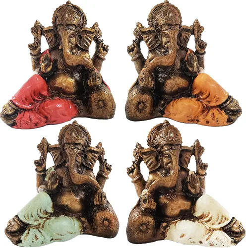 Miniatura 18 de Ganesha - Cabeza de elefante y cuerpo humano que elimina obstáculos del camino de uno, decoración de dormitorio, oficina en casa, estatua Rojo