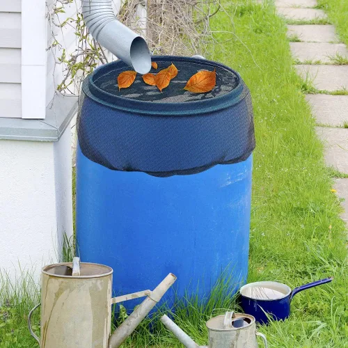Miniatura 2 de Cubierta de malla para barriles de lluvia con cordón, protector de tanque de cubos de recolección de agua, cubierta de cubos de recolección de agua