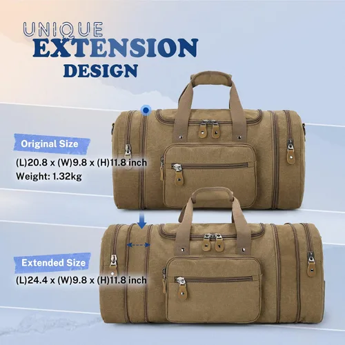 Miniatura 4 de Plambag - bolsa de lona para viaje, 50 L, bolsa de fin de semana, Coffee), PB058CE