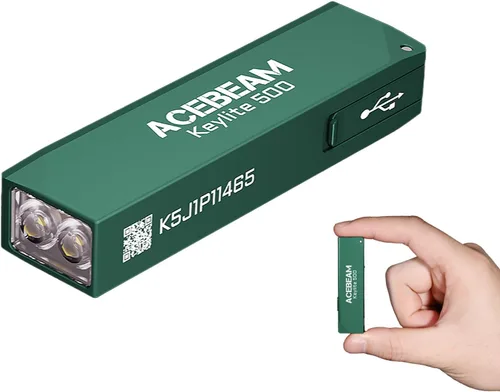 Miniatura 12 de ACEBEAM Keylite 500 Linterna de Llavero de Altos Lúmenes Recargable, Linterna EDC de Bolsillo Plana Ultra Compacta con LEDs Duales, 6 Modos, Carga