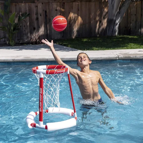 Miniatura 3 de GoSports Splash Hoop 360 - Juego de baloncesto flotante para piscina - Elija rojo o azul - Incluye aro, 2 pelotas y bomba