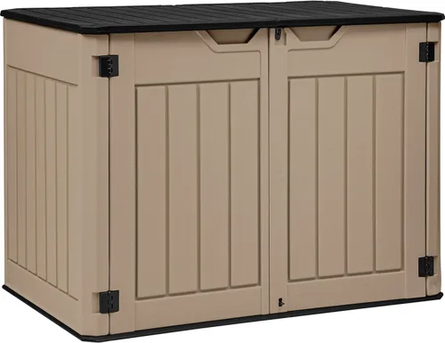 Miniatura 19 de YITAHOME - Cobertizo de almacenamiento horizontal al aire libre con puerta bloqueable en forma de X, cobertizo de herramientas de resina resistente
